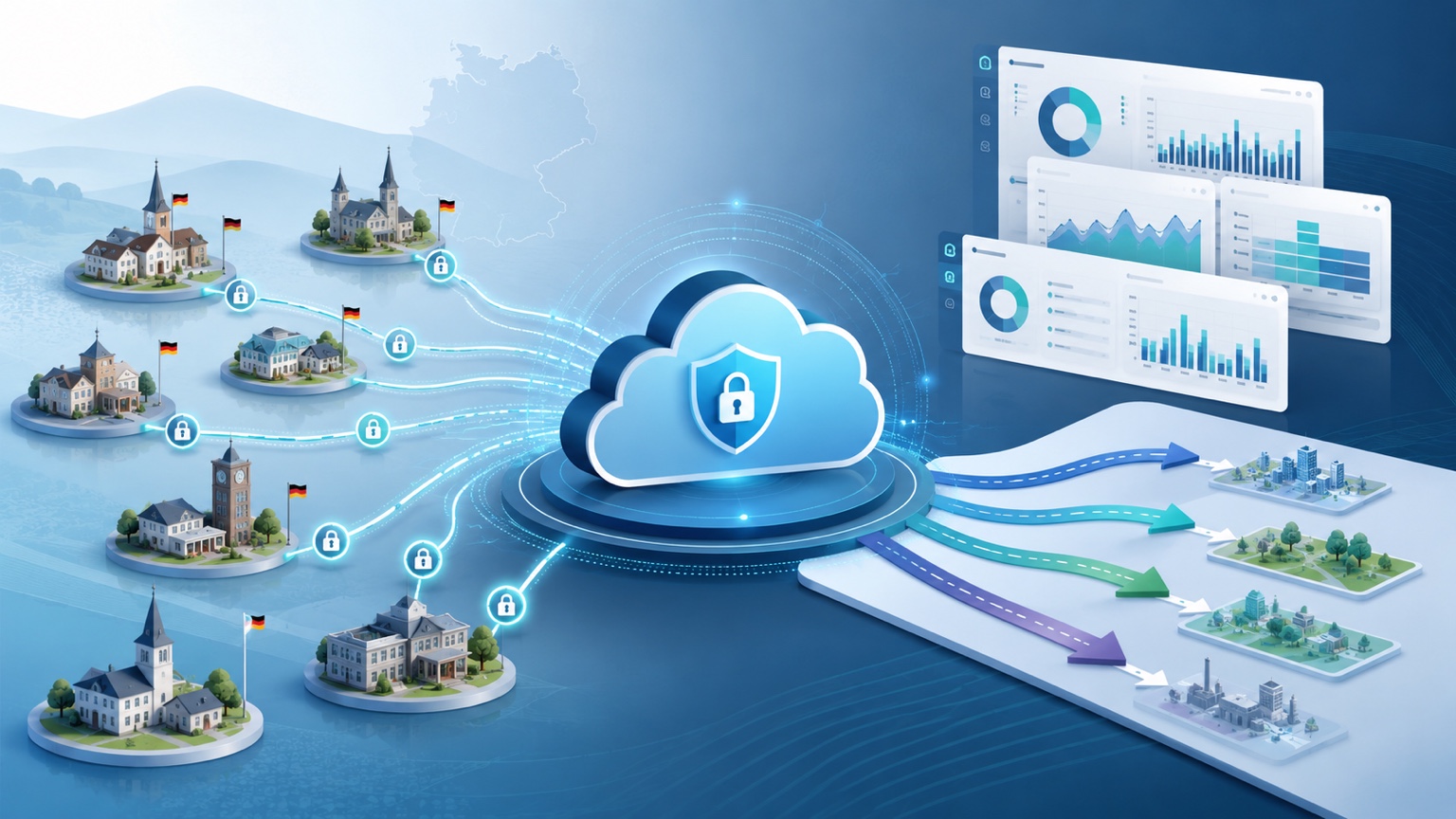 Sichere kommunale Datenplattform mit Dashboards und Berichtswesen